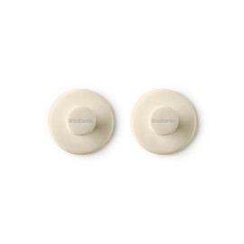 Brabantia - ReNew Handtuchhaken - Ideal für Bad, Toilette oder Küche - Hält bis zu 2 kg - Mit oder Ohne Bohren - Korrosionsbeständig - Inkl. Befestigungsmaterial - 2er Set - Soft Beige