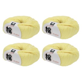 Rebower Cotton Yarn,100% Cotton Soft Knitting Yarn [for Hand DIY Bag Cushion Crocheting Knitting Projects Home Decor], -4 Skeins/4×218yards/4×4.54oz/Light Yellow