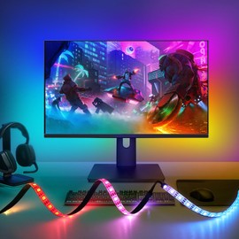 bruwaa Monitor Backlight for PC, 5.5ft LED Strip Sync to 27 Inch Screen, Gaming Lights for Monitors with Color Matching, Lighting for Games/Movies/Music