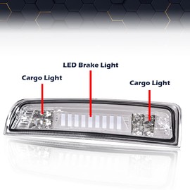 PIT66 LED Bar 3rd Brake Light, Compatible with 2009-2017 Dodge Ram 1500 2500 3500 I Type High Mount Stop Light Rear Tail Cargo Lamps Clear Lens Chrome Housing