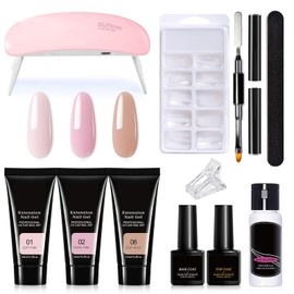Gel de Constructor para Uñas Kit Manicura Uñas Semipermanente, 7 Colores Esmaltes Base Coat Top Coat Kit Uñas de Gel Completo, Lámpara Led Uñas UV Led, Para Manicura/Pedicure Nail Art Hogar el Salón (13)