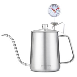 Easyworkz Gage Gooseneck Pour Over Coffee Kettle 600ml with Thermometer Stainless Steel 304 Coffee Pot with Long Narrow Spout Hand Drip Kettle