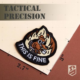 Bluyellow 2Pcs This is Fine Patch, Embroidered Tactical Morale Funny Meme Hook and Loop This is Fine Dog Patch for Tactical Backpack, Vest, Dog Harness, Hat, Jacket, Sew on Option, 2.75x3 Inches