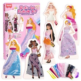 Poke-in - Kit de diseño de moda para niñas, juguetes de manualidades sin costura con 6 maniquíes de EVA y tela real, actividad creativa segura y no tóxica, regalo para niñas de 5 a 12 años