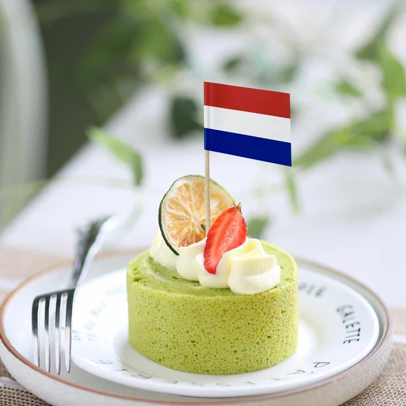 100PCS Netherlands Dutch Small Toothpick Flags Decor Mini Cupcake Toppers
