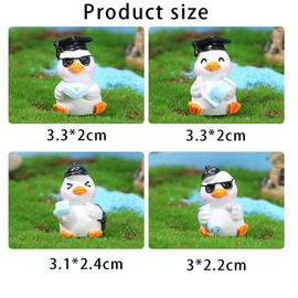 8 Pcs Mini Resin Doctor Duck RUIFUNETEK Cute Mini Duck with Hat, Tiny Figurines with Glass, Mini Resin Animal Duck for Aquarium, Micro Garden Landscape, Dollhouse Ornament and Potted Decorations