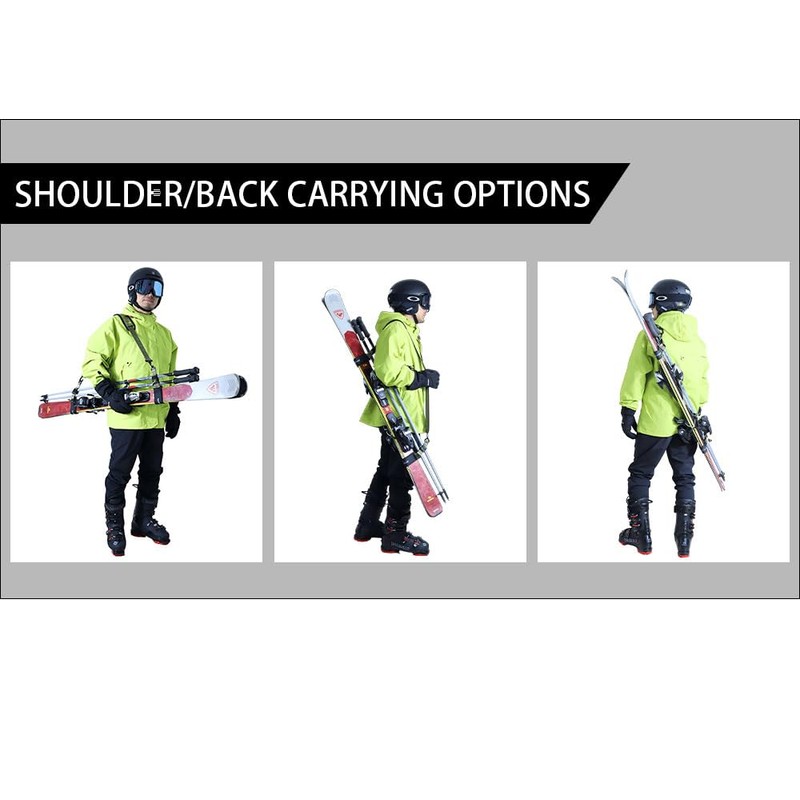 Kolti Adjustable Ski Shoulder Carrier, Snowboard Handle Straps, Skiing Accessory