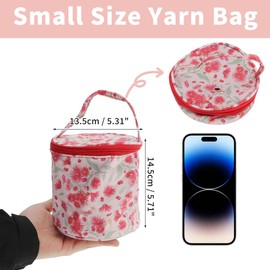 CAPASTEC Small Yarn Bag, Knitting Bags, Yarn Storage Organiser, Crochet Bag, Mini Yarn Drum Case for Storing Knitting and Crochet Supplies, Red Pink