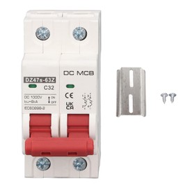 DZ47S-63Z-2P, 1000V 32A, DC Isolator Switch Solar with DIN Rail, 2P Small Circuit Breaker 6000A Breaking Capacity Solar PV System Mini Circuit Breaker DC1000V 32A