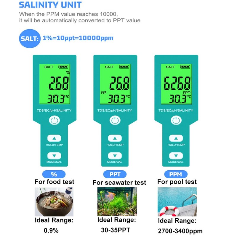 T TESTRUST Pool Salt Tester - Multifunctional 5 in 1