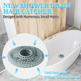 Aluvor Shower Hair Drain Catcher, Silicone Bathtub Drain Hair Catcher Strainer, All-in-one Tub Hair Catcher Drain Protector for 1.48'' to 1.76'' Regular Drains, 3PCS/Greyish Blue
