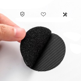 WOOXGEHM 6PCS Adhesive Tape, Strong Adhesive Backing Non Slip Cushion Pads, Round, Reusable, No Trace Hook and Loop Tape for Sheet, Carpet, Seating, Cushions (Black)