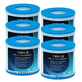 Hrozny 4/6/8 PCS Type D Pool Filter for Summer Waves Pool Filter, Pool Filter D Compatible with Pool Filter,for Summer Escapes FS-350 RP-350 RP-400 RX-600 (6 Pack)