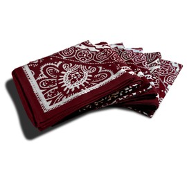Endea Group 6-Pack All-Gender Bandanas Multi-Purpose Headband, Handkerchief, Head Wrap, Scarf, Protective Coverage-22x22 Inch (Maroon, 6-Pack)