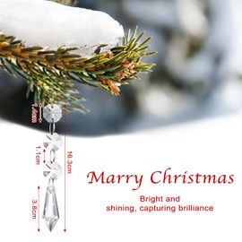 Nuenen 100 Pcs Hanging Crystals for Centerpieces Acrylic Chandelier Garland Beads Strands Prism Decorations Clear Teardrop Chandelier Crystals Pendant Wedding Home Garden Outdoor Ornaments(Icicle)