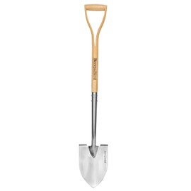 Berry&Bird Round Point Gardening Shovel with Wood D-Handle, 40.98" Stainless Steel Beach & Snow Shovel