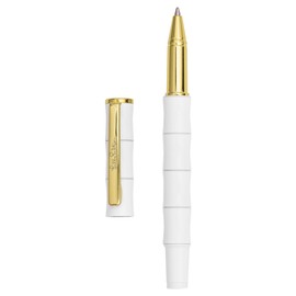 Lilly Pulitzer Refillable Metal Ballpoint Pen with Black Ink and Removable Cap, Bamboo (White)