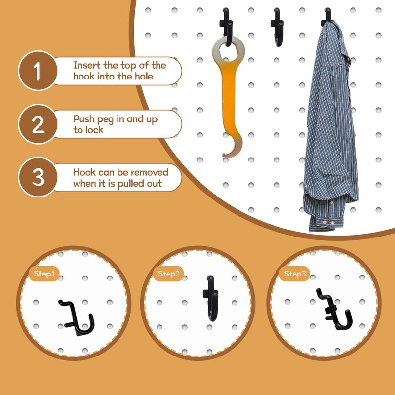 zDwfDc 100PCS Pegboard Hooks Plastic Peg Board J Hooks for