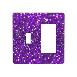 Purple Bling Combination Wall Plate 1 Toggle 1 Rocker Light Switch Cover Decorative 2 Gang Switch Plate Covers for Bathroom Bedroom Electrical Faceplate 4.5 x 4.5 Inch