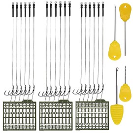 Shaddock 18pcs Carp Fishing Hair Rigs Boilie Rig Carp Leader Braided Line Fishing Hooks Handmade Carp rigs with Boilie Stoppers