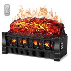 KISSAIR Electric Fireplace Log Inserts Heater, 21'' Freestanding Electric Fireplace Log Set with Adjustable Flame Brightness and Flicker Speed, Heater 750W/1500W, Remote Control, Overheat Protection