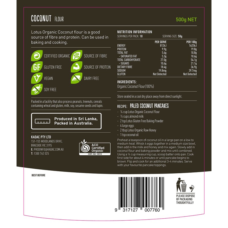 Lotus Organic Coconut Flour, 500 g