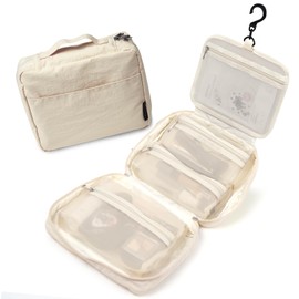 atRise Travel Pouch, Removable with Waterproof Pocket, Hanging, Travel, Storage, Waterproof Pouch, Travel Pouch, Hanging Pouch, Mesh Pouch, ecru