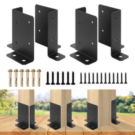4pcs Adjustable Post Base Bracket Fit 2x4,4x4,6x6 Post, Wood Fence Post Base Support Bracket for Pergola, Mailbox Post and Deck Railing
