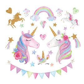 1 Juego Vinilo Decorativo Unicornio Decoraciones De Fiesta Etiqueta De La Pared De Unicornio Calcomanía De Pared Autoadhesiva Niña Pegatinas De Polivinilo Animal Mural Niño