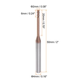 QUARKZMAN Square Nose End Mill 4 mm Shank 2 mm x 20 mm Titanium Coated Solid Carbide 4 Flutes Extra Long Milling End Mill for Stainless Steel Alloy Hardened Steel