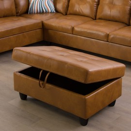 A Ainehome Sectional Sofa for Living Room, Ottoman, Modern Faux Leather Storage Ottoman for Living Room Furniture Sets, Apartment and Small Space(Size:35‘’x23.5‘’x17.5‘’H, A-Ginger)