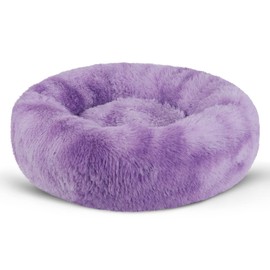 BVAGSS Small Dog Bed,Anti-Anxiety Donut Cuddler Cozy Soft Round Bed,Calming Plush Washable Round Fluffy Pet Cushion Bed for Puppy & Kitten JA037 (16 inch, Gradient Purple)