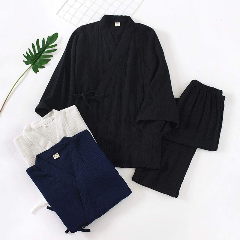 OWLONLINE Men's Japanese Kimono Loose Casual Home Pajamas Nightwear Size