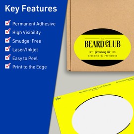 Avery Printable Oval Labels with Sure Feed Technology, 4" x 6", Neon Yellow Labels, Print-to-The-Edge, Laser/Inkjet, 160 Total, Great for Packaging Labels and Candle Labels