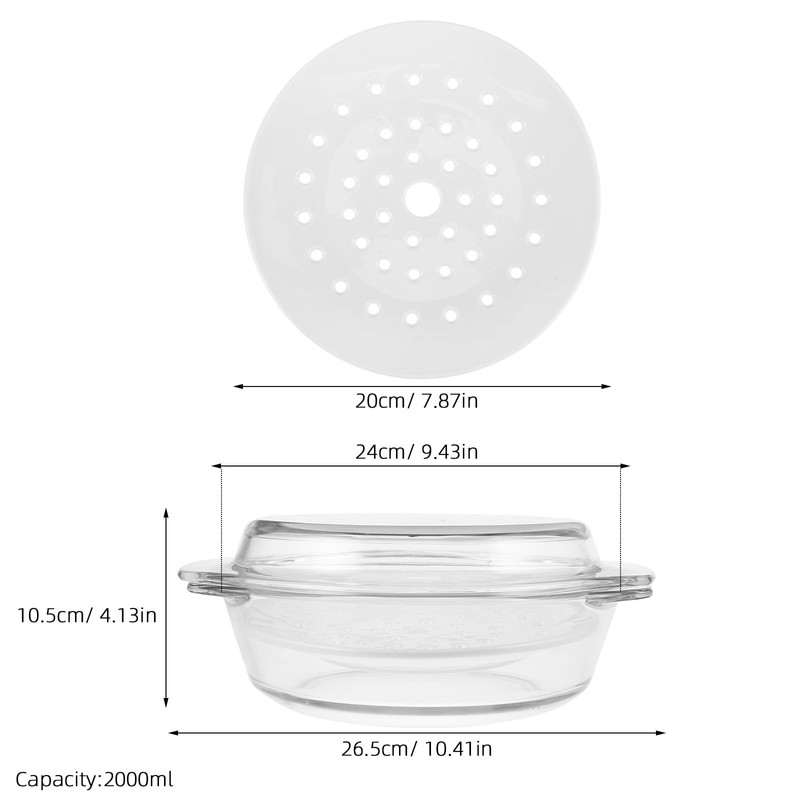 UPKOCH Microwave Steamer with Lid And Ceramic Steaming Tray, 2000ml