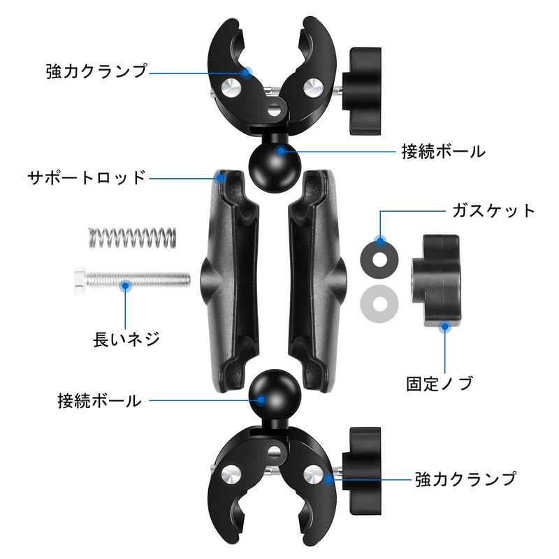 PULUZ Double Head Strong Clamp, Aluminum Alloy Universal Ball Head