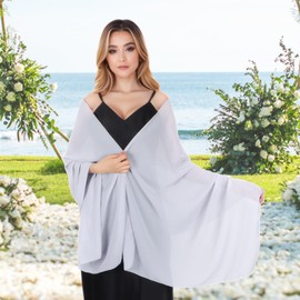 Lamca Pashmina Shawls and Wraps - Chiffon Shawl Wedding Evening Shawl for Women, silver