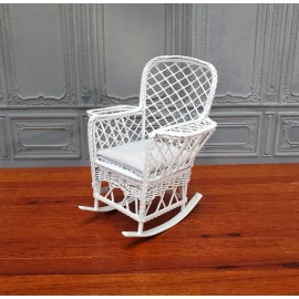 Town Square Miniatures Dollhouse Rocking Chair for Patio White Metal 1:12 Scale Miniature Furniture