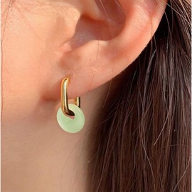 Jade Hoop Earrings for Women Dangle Jade Jewelry Set Trendy 2028 Gemstone Earrings for Everyday Wear