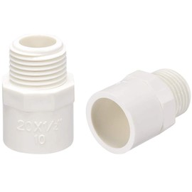 TOP-VIGOR 10Pcs PVC Pipe Fitting, 20mm Slip X G1/2 Male Thread PVC Pipe Adapter Connector Union Coupling