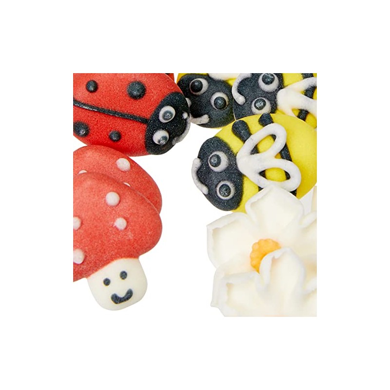 Culpitt Bee, Ladybird, Mushroom & Daisy Sugar Decorations, Spring Themed