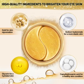 JULYBRO Under Eye Mask, 60 PCS Golden Gel Under Eye Patches for Dark Circles, Undereye Bags, Wrinkles Gel Under Eye Patches Gifts for Women Birthday Gifts for Women