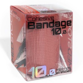 MEDSTOCK Cohesive Bandage 10cm x 10m RED, Elastic Self Adherent Tape, Supports Injured Joints and Muscles