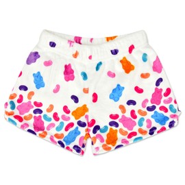iscream Big Girls Candy Print Silky Soft Plush Shorts - Jelly Bears, Small (6/8)