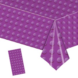 MORAINJAY Party Tablecloth,Building Blocks Table Cloth,137x274cm Purple Building Blocks Themed Table Cover for Kids,Table Decorations for Boys Girls Birthday Party Supplies
