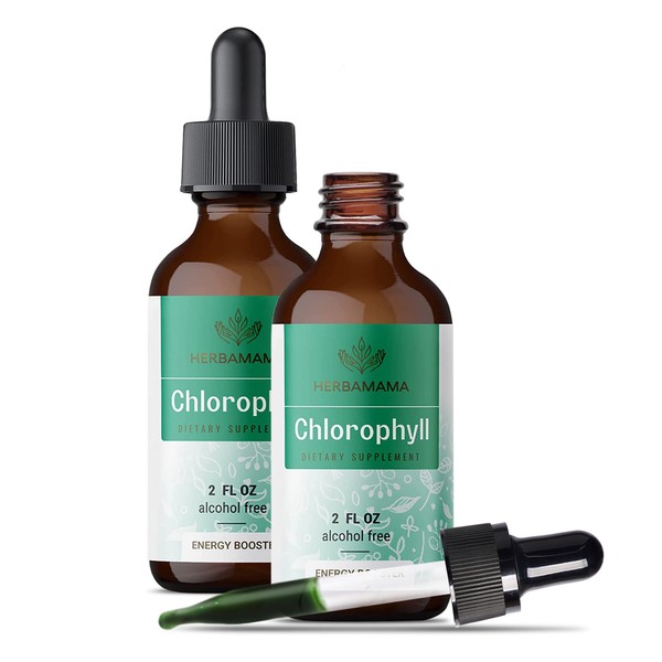 Chlorophyll Liquid Drops - Energy Booster, Digestion & Immune Support - Vegan Natural Supplement w/Pure Organic Sodium Copper Chlorophyllin Extract - Sugar & Alcohol-Free - 120mg, 2 fl. Oz