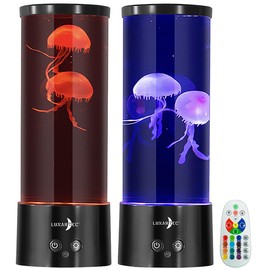 Lunartec Quallenlampen: 2er Set LED-Quallen-Leuchte, 17 Farben, 4 Modi, 3 Helligkeiten, Fernbe (Aquarium-Stimmungslampen, Atmosphärenlampe)
