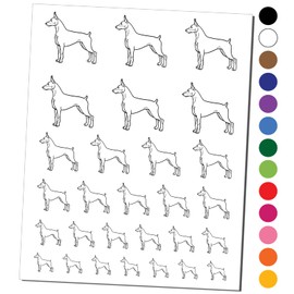 Courageous Doberman Pinscher Pet Dog Temporary Tattoo Water Resistant Fake Body Art Set Collection - Black (One Sheet)