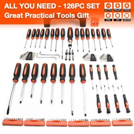ValueMax 126-PC Magnetic Screwdriver Set with Plastic Racking Organizer, Magnetizer Demagnetizer, DIY Tools & Equipment for Men Women Mechanic, Herramientas Tool Bit Kit Home Improvement Gift