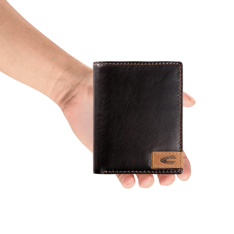 camel active California Herren Geldbörse Hochformat Leder Mittelgroß Schwarz